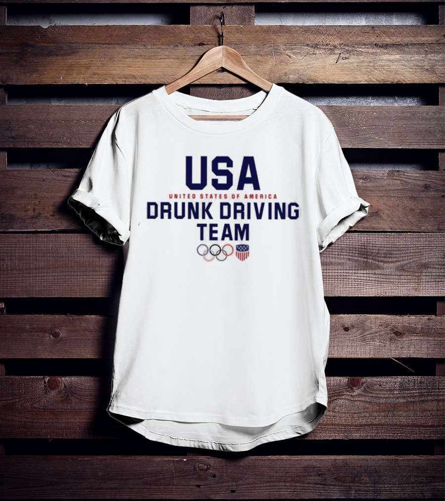 USA United States Of America Drunk Driving Team Olympic Rings Shield T-Shirt
