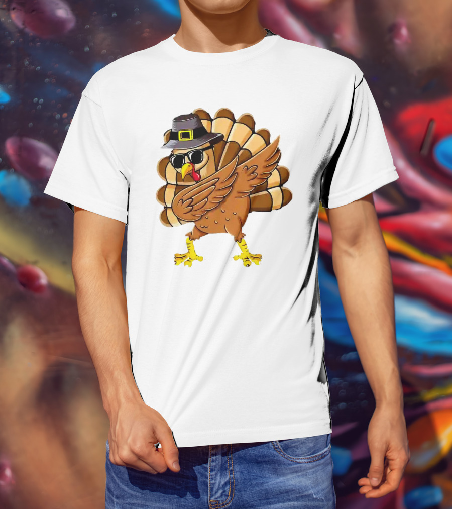 Dabbing Turkey Thanksgiving Day Pilgrim Hat Funny Dab T-Shirt