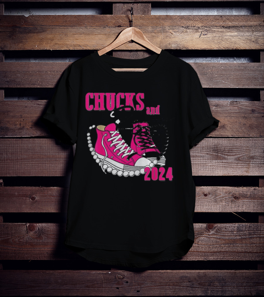 Chucks And Pearls Pink Sneakers T-Shirt