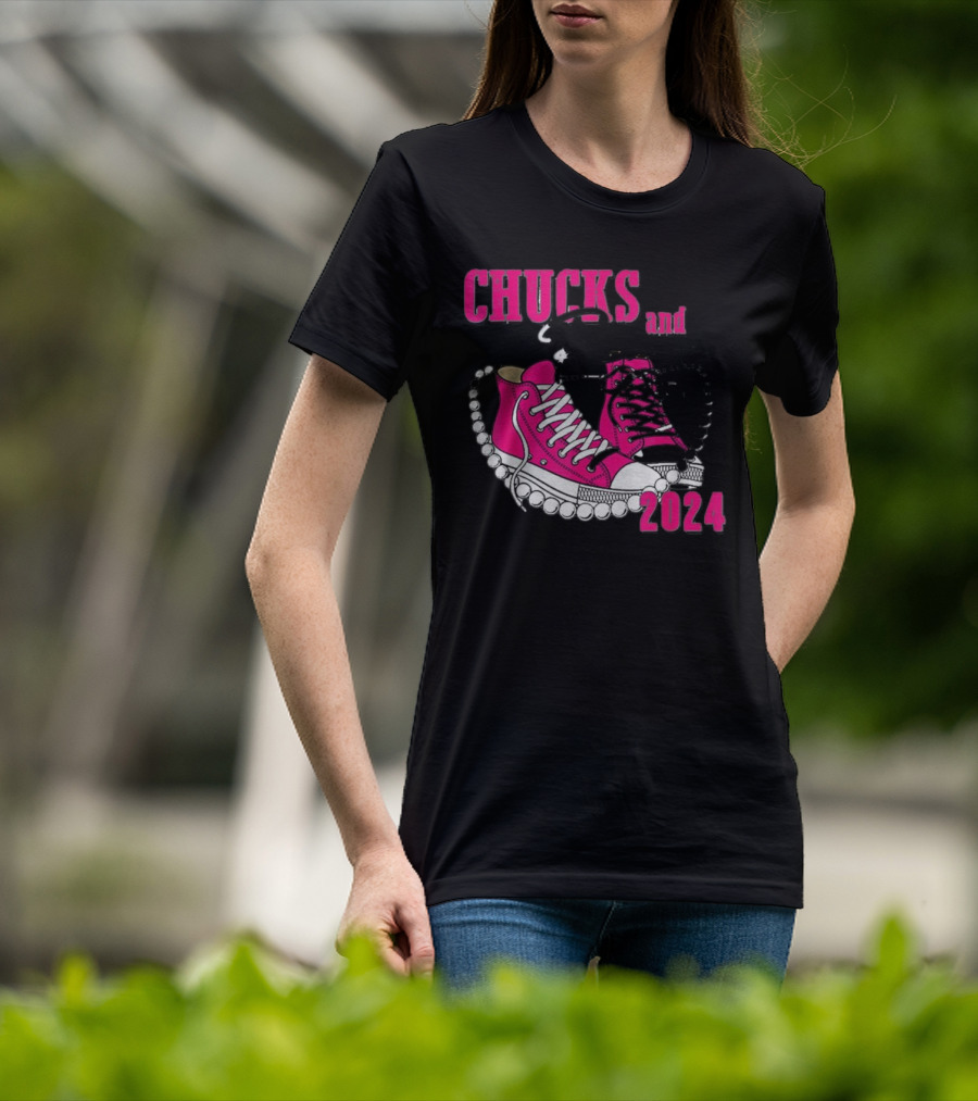 Chucks And Pearls Pink Sneakers T-Shirt