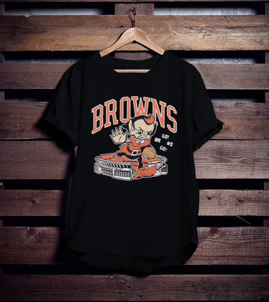 Browns Brownie Stiff Arm Go Go Brns Stadium T-Shirt
