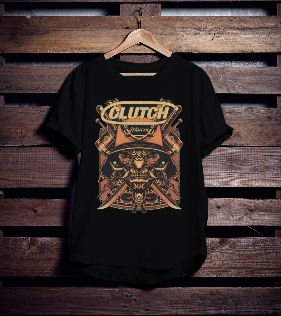 Clutch Marcus Samurai Warrior Helmet Swords T-Shirt