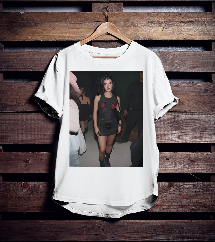 Charli D’Amelio Black Mesh Dress With Red X Details T-Shirt