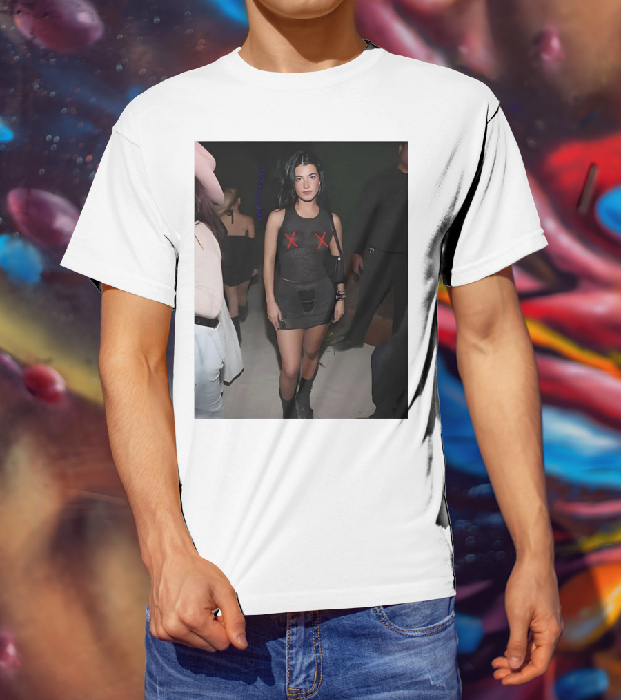 Charli D’Amelio Black Mesh Dress With Red X Details T-Shirt