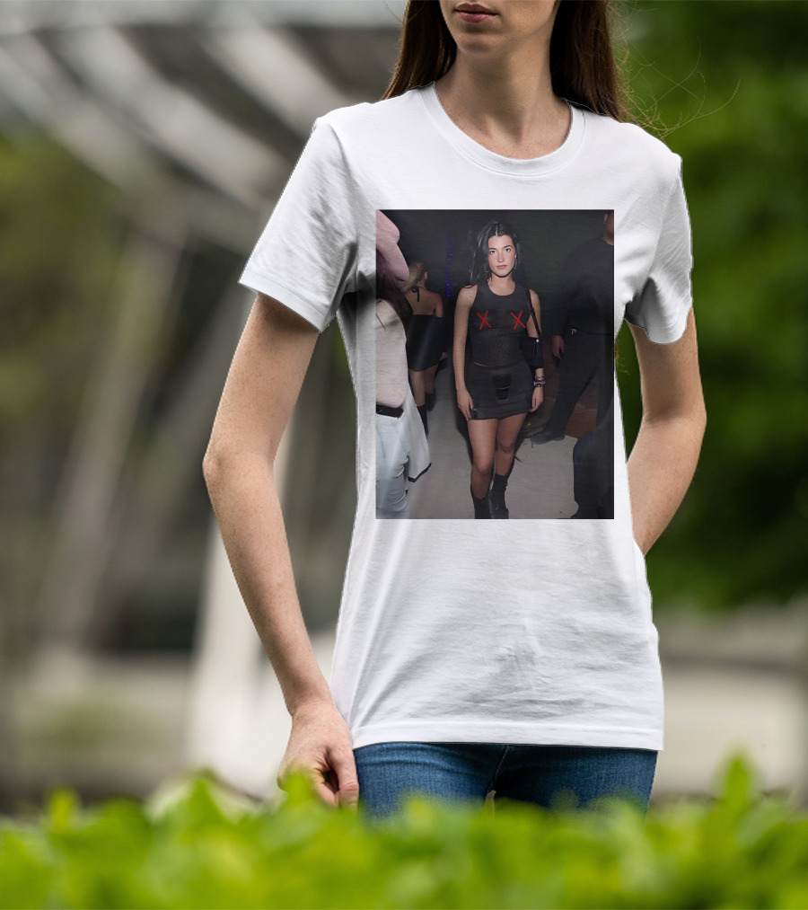Charli D’Amelio Black Mesh Dress With Red X Details T-Shirt