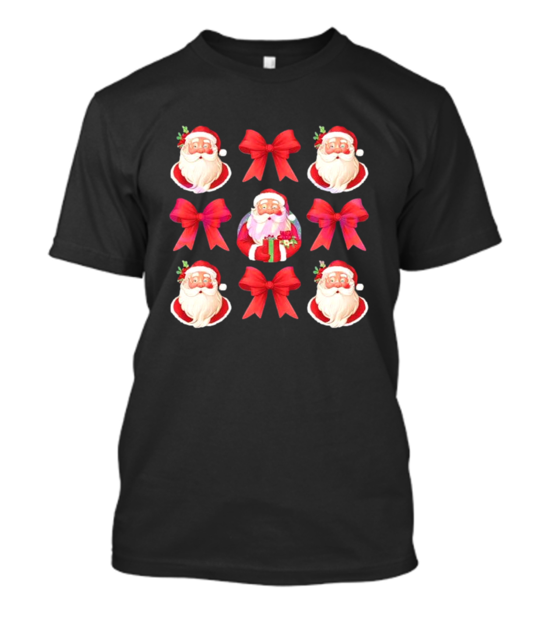 Coquette Christmas Santa And Red Bows Holiday T-Shirt