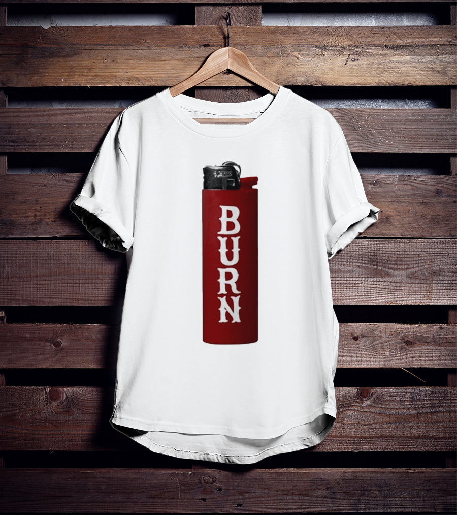 Eaj Burn Red Lighter Vertical Text T-Shirt