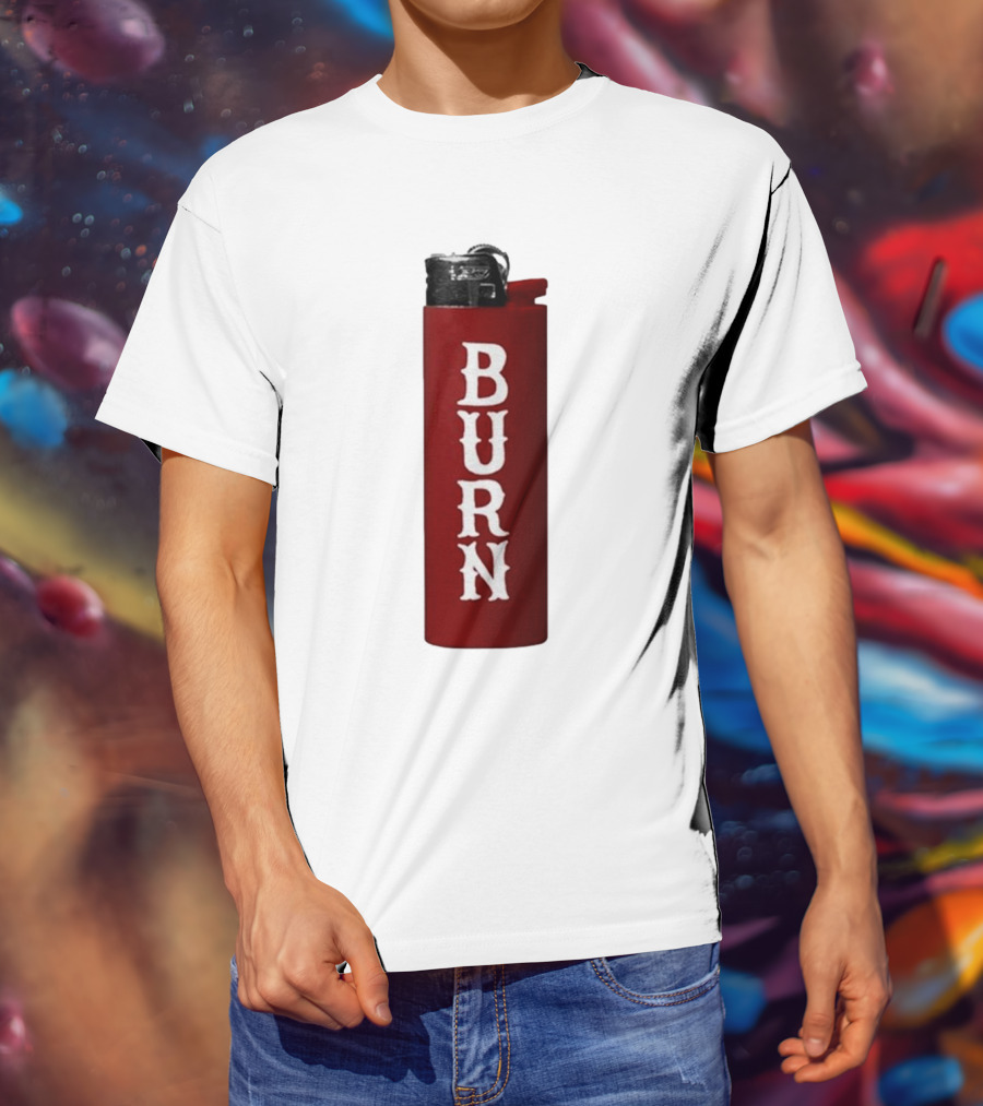Eaj Burn Red Lighter Vertical Text T-Shirt
