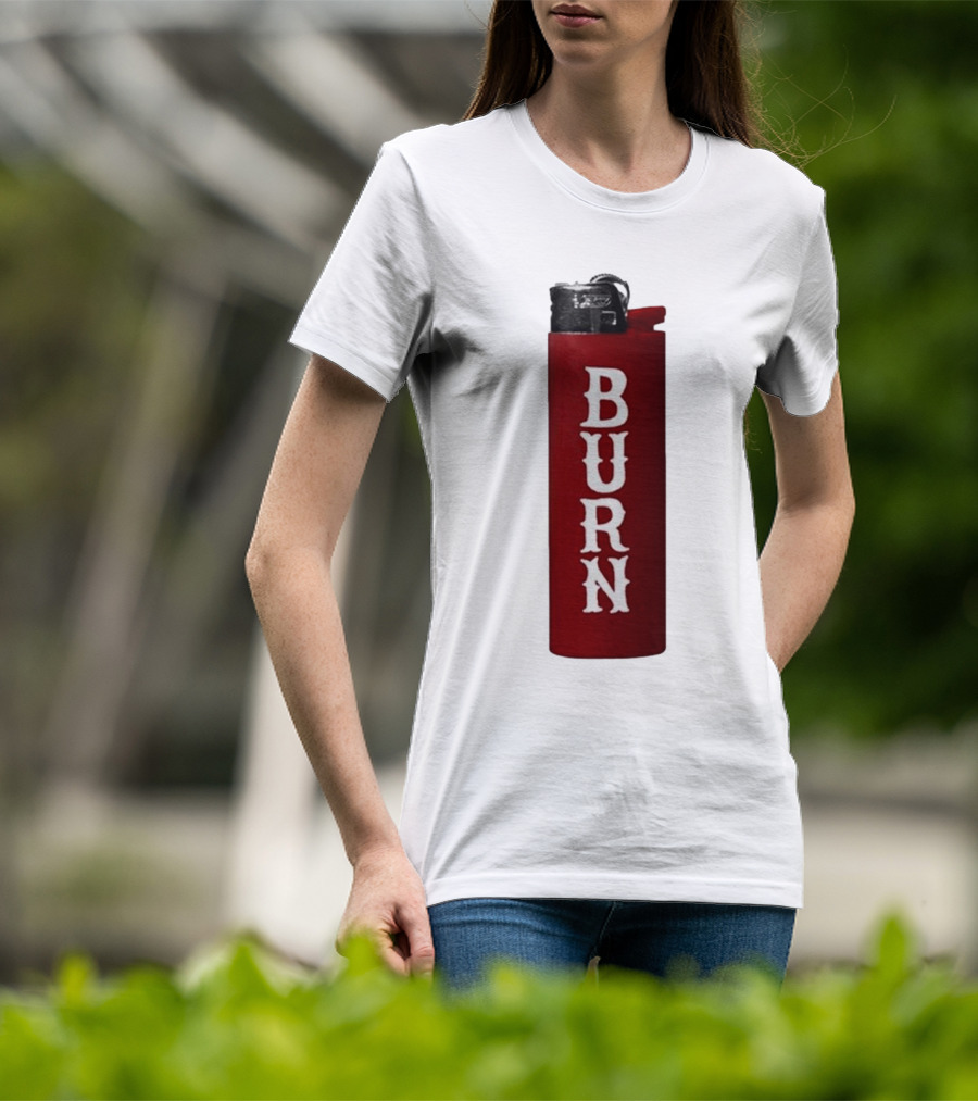 Eaj Burn Red Lighter Vertical Text T-Shirt