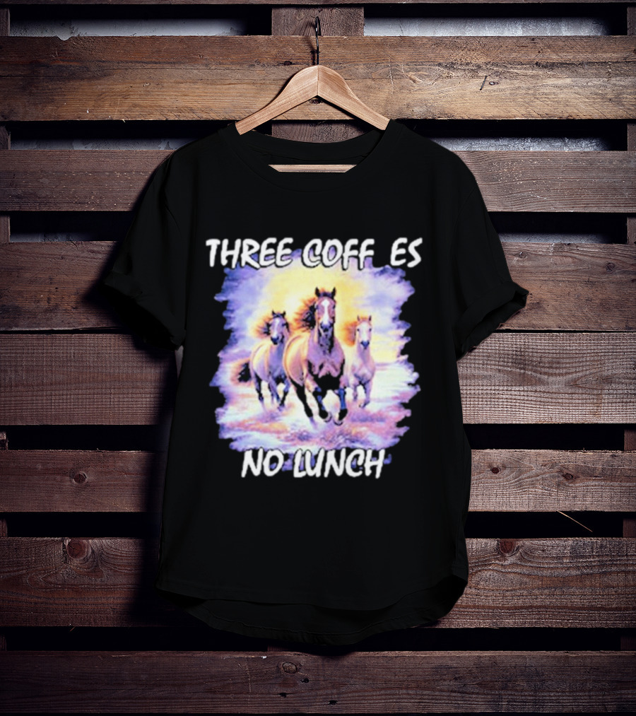 Three Coffees No Lunch Horse Trio Running T-Shirt