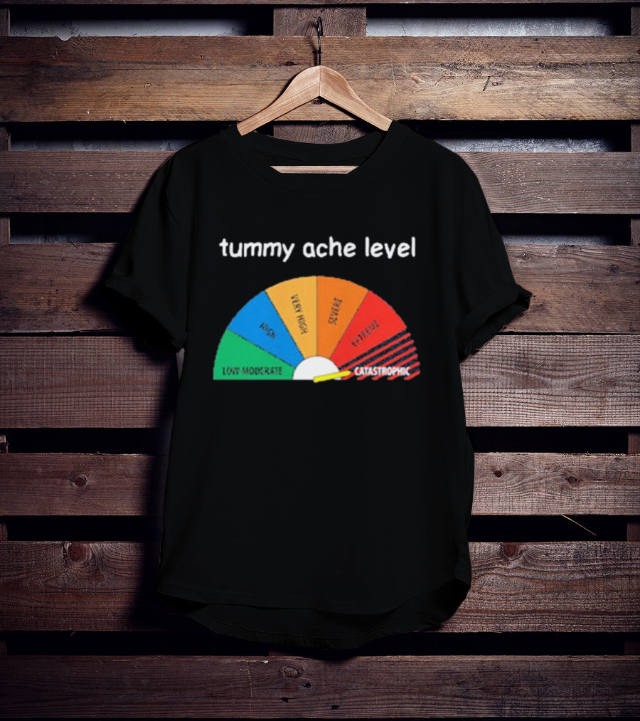 Tummy Ache Level Catastrophic Scale Low Moderate Severe Cringe T-Shirt
