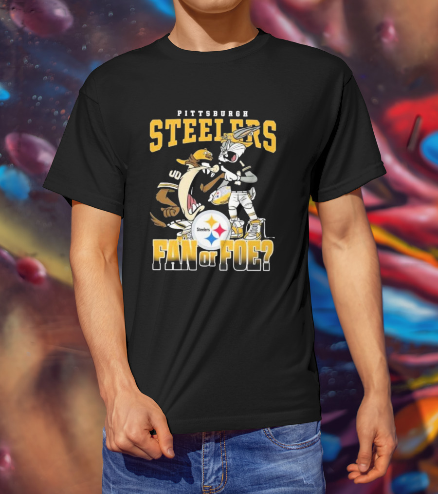 Pittsburgh Steelers Bugs Bunny Taz Fan Or Foe Showdown T-Shirt