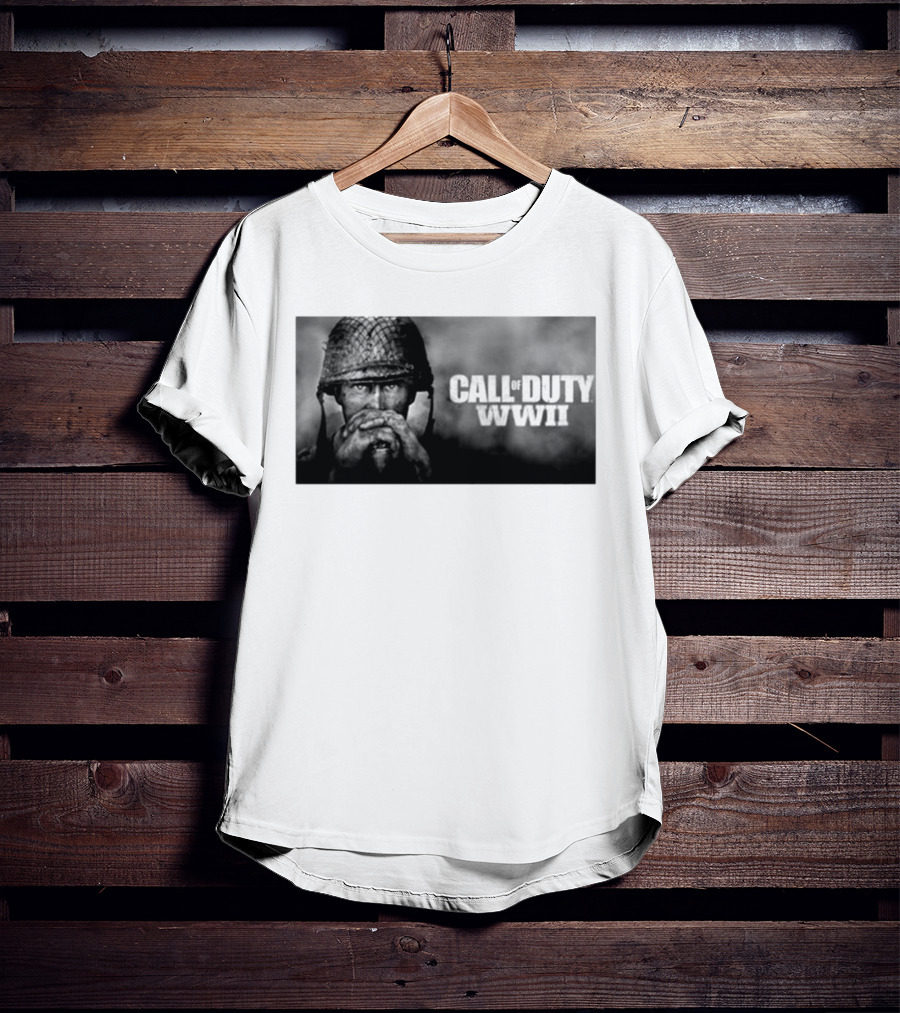 Call Of Duty WWII Soldier Image Black And White T-Shirt
