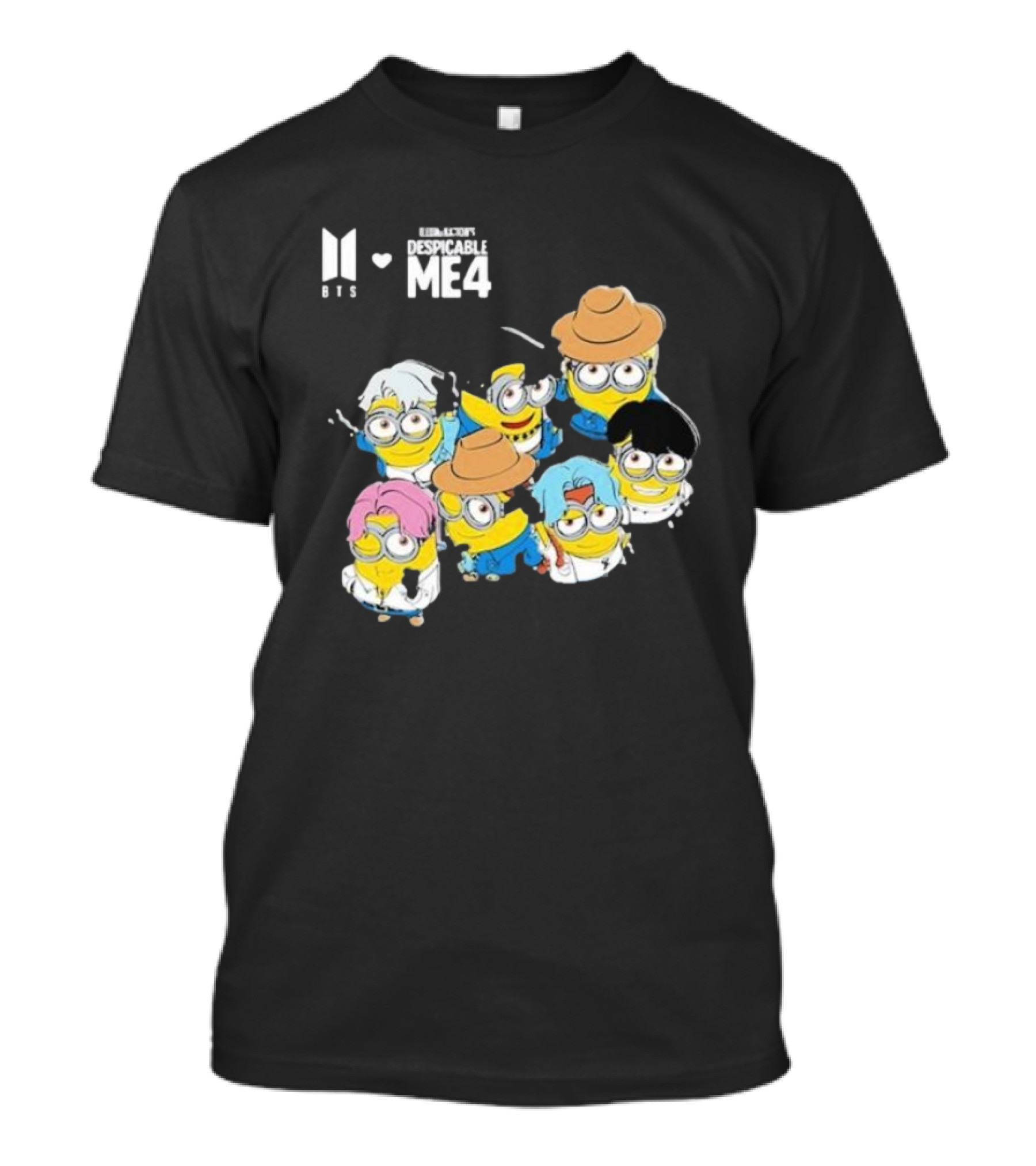 BTS Minions Collaboration Despicable Me 4 Characters Fashion Mashup T-Shirt