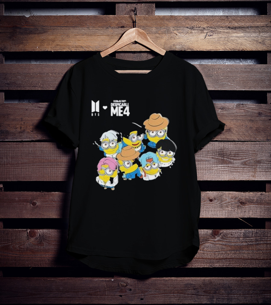 BTS Minions Collaboration Despicable Me 4 Characters Fashion Mashup T-Shirt