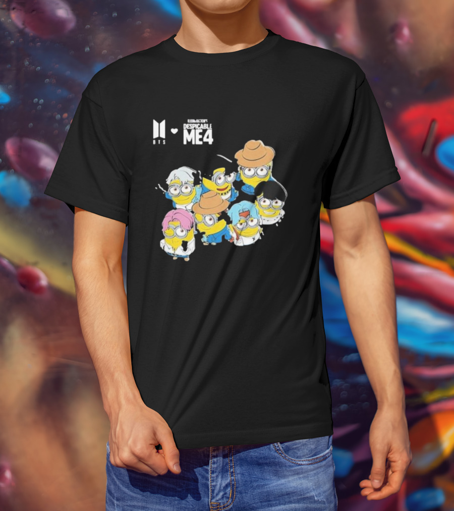 BTS Minions Collaboration Despicable Me 4 Characters Fashion Mashup T-Shirt
