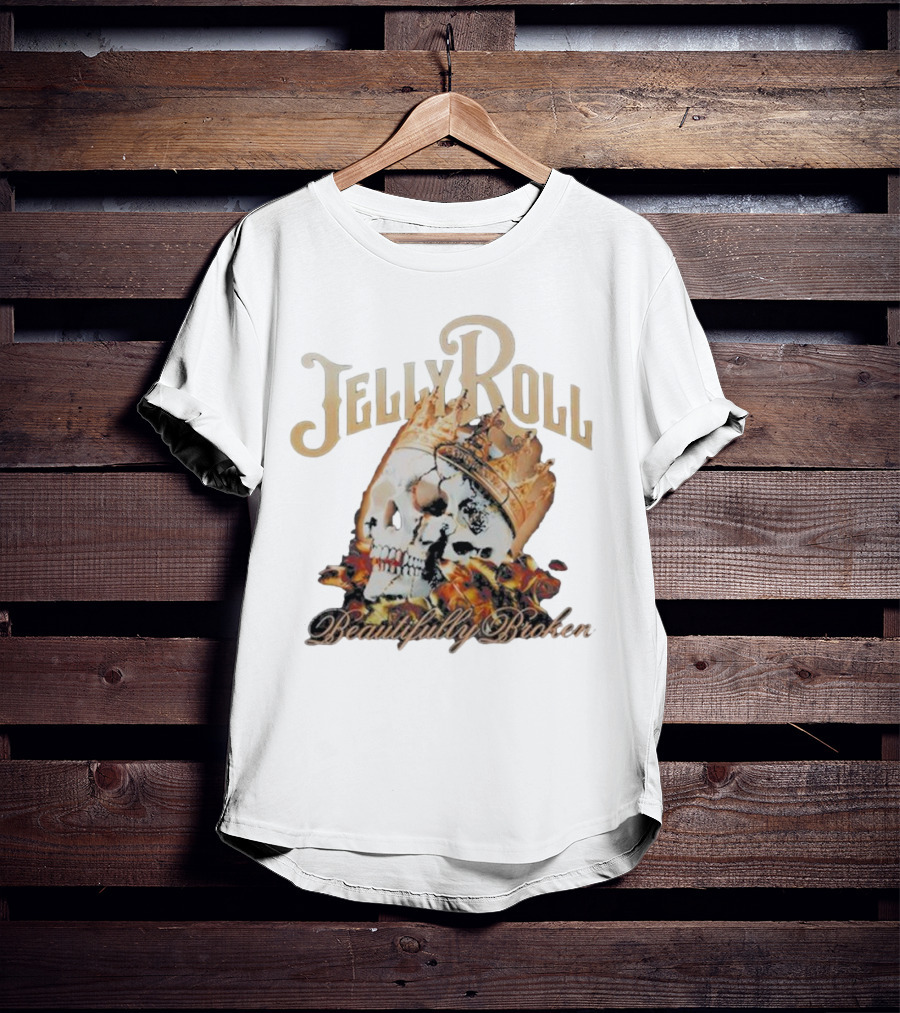 Jelly Roll Beautifully Broken Skull Crown Flame T-Shirt