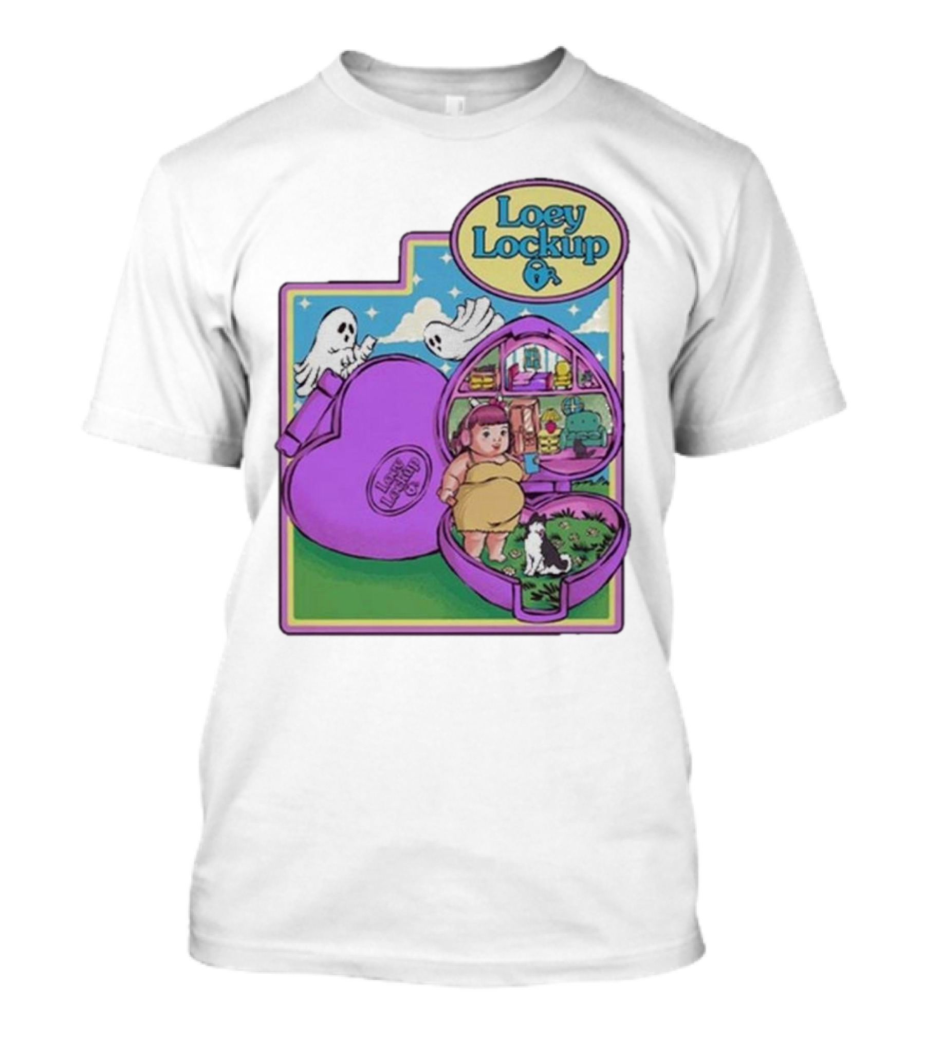 Loey Lane Loey Lockup Heart-Shaped Haunted Toy With Ghosts And Puppy T-Shirt