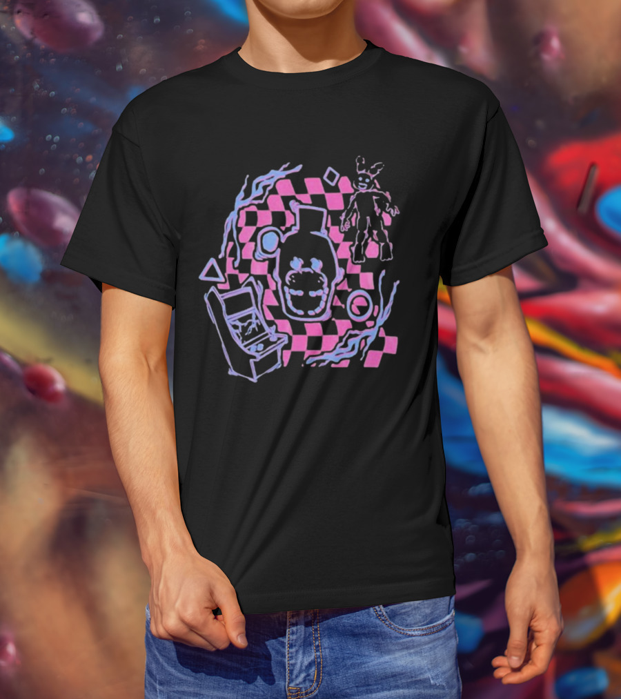 The Shadow Freddy Arcade Nightmare Checkered Phantasm T-Shirt