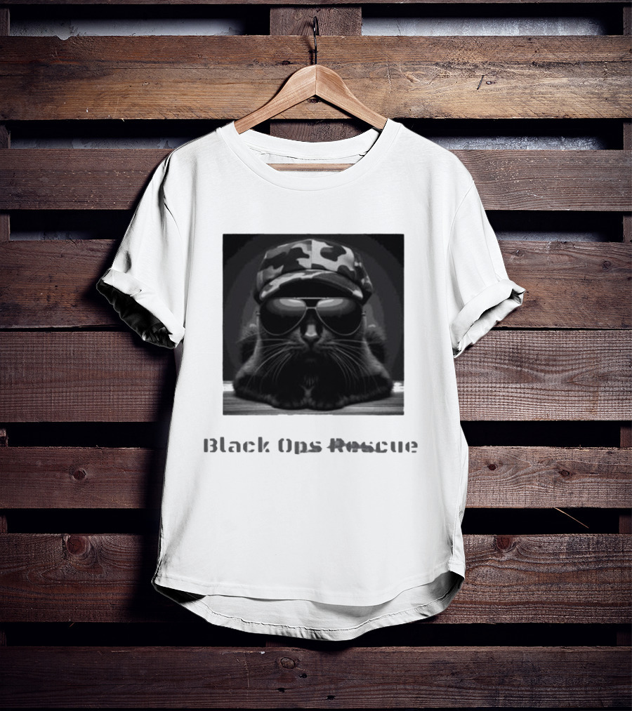 Black Ops Rescue Women’s Cat Military Style Camouflage Hat Sunglasses T-Shirt