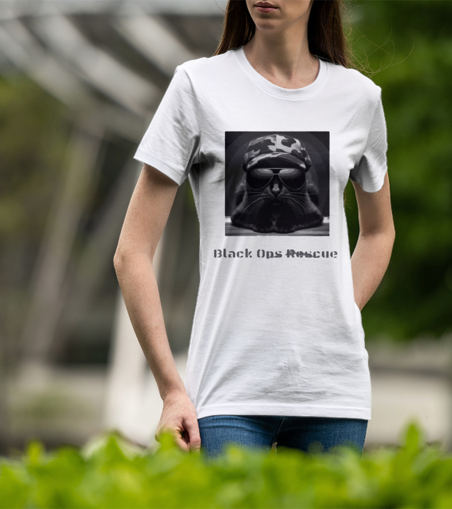 Black Ops Rescue Women’s Cat Military Style Camouflage Hat Sunglasses T-Shirt