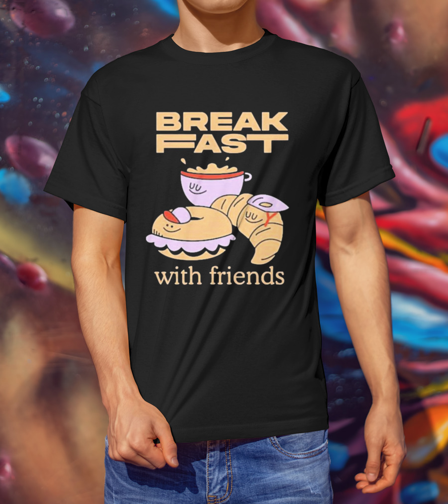 Breakfast With Friends Breakfast Racing Team Cup Croissant Bun T-Shirt