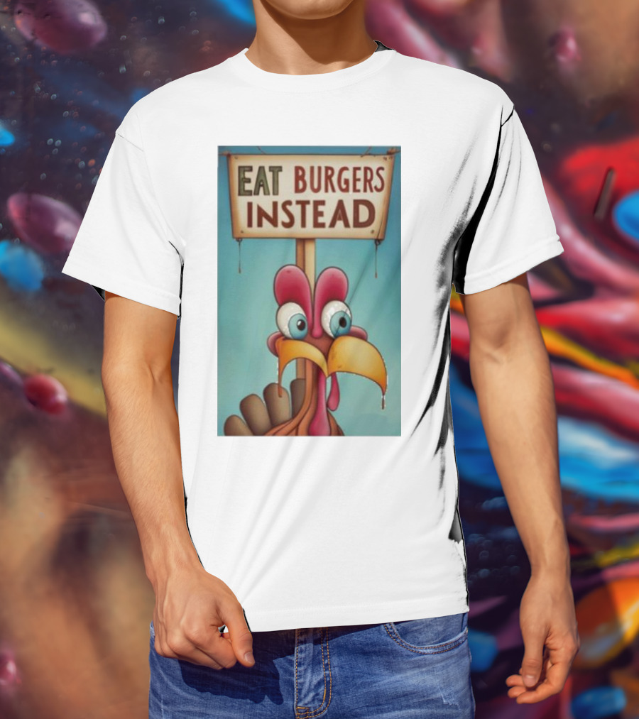 Eat Burgers Instead Funny Turkey Cartoon T-Shirt