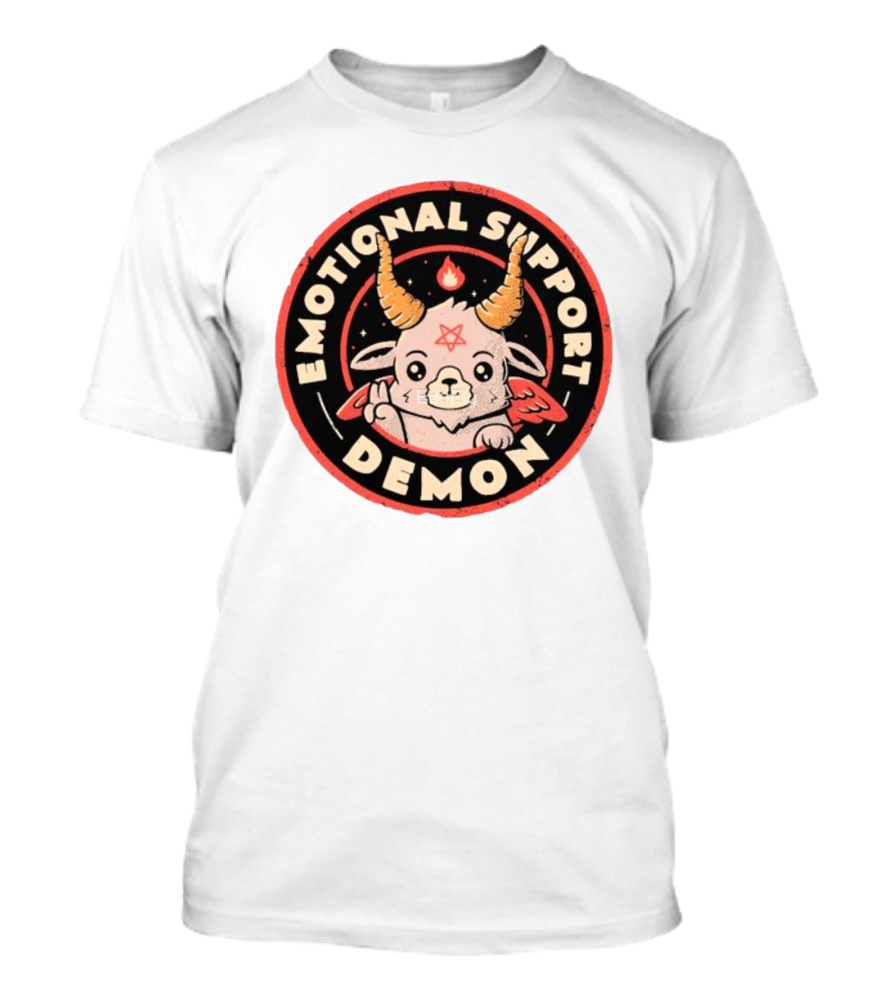 Emotional Support Demon Cute Devil Goat With Wings And Fire T-Shirt