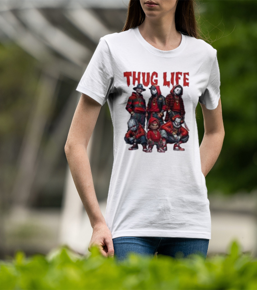 Thug Life Horror Clown Gang Red Hoodies T-Shirt