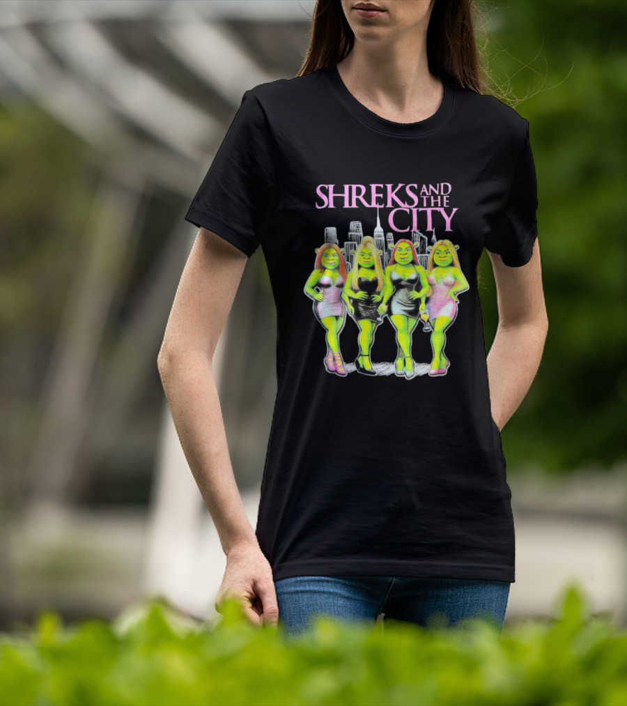 Shreks And The City Four Lady Shreks New York Skyline T-Shirt