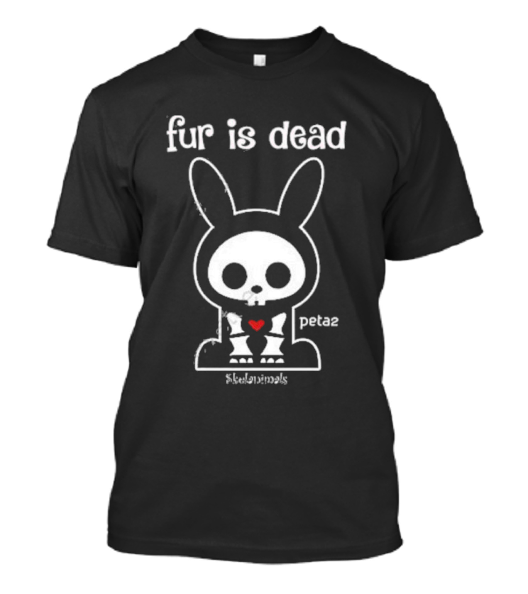 Fur Is Dead Peta2 Skelanimals Bunny With Heart T-Shirt