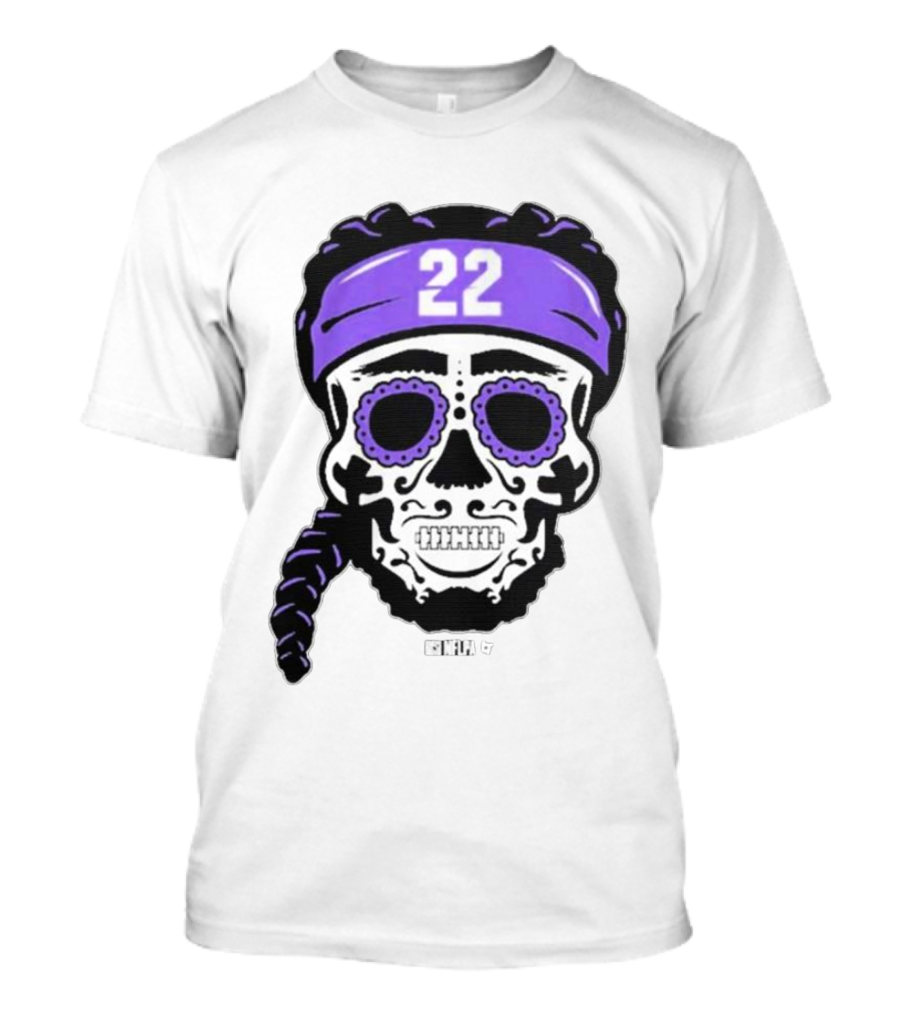 Derrick Henry 22 NFLPA Sugar Skull Baltimore Ravens Braids T-Shirt