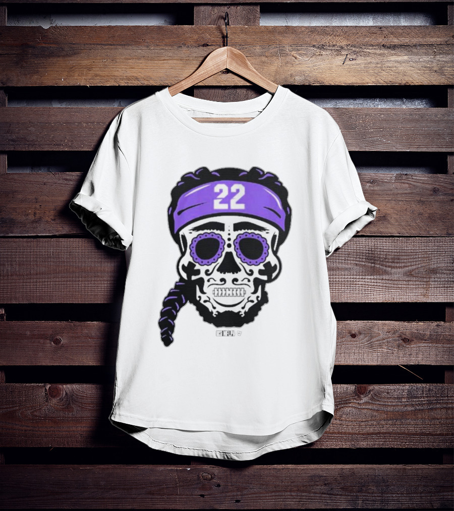 Derrick Henry 22 NFLPA Sugar Skull Baltimore Ravens Braids T-Shirt