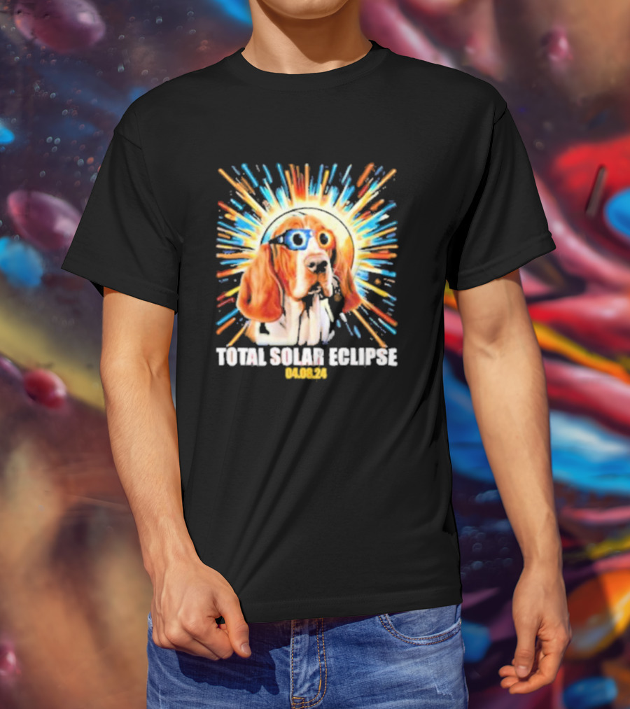 Total Solar Eclipse Dog Wearing Eclipse Glasses 04.08.24 T-Shirt