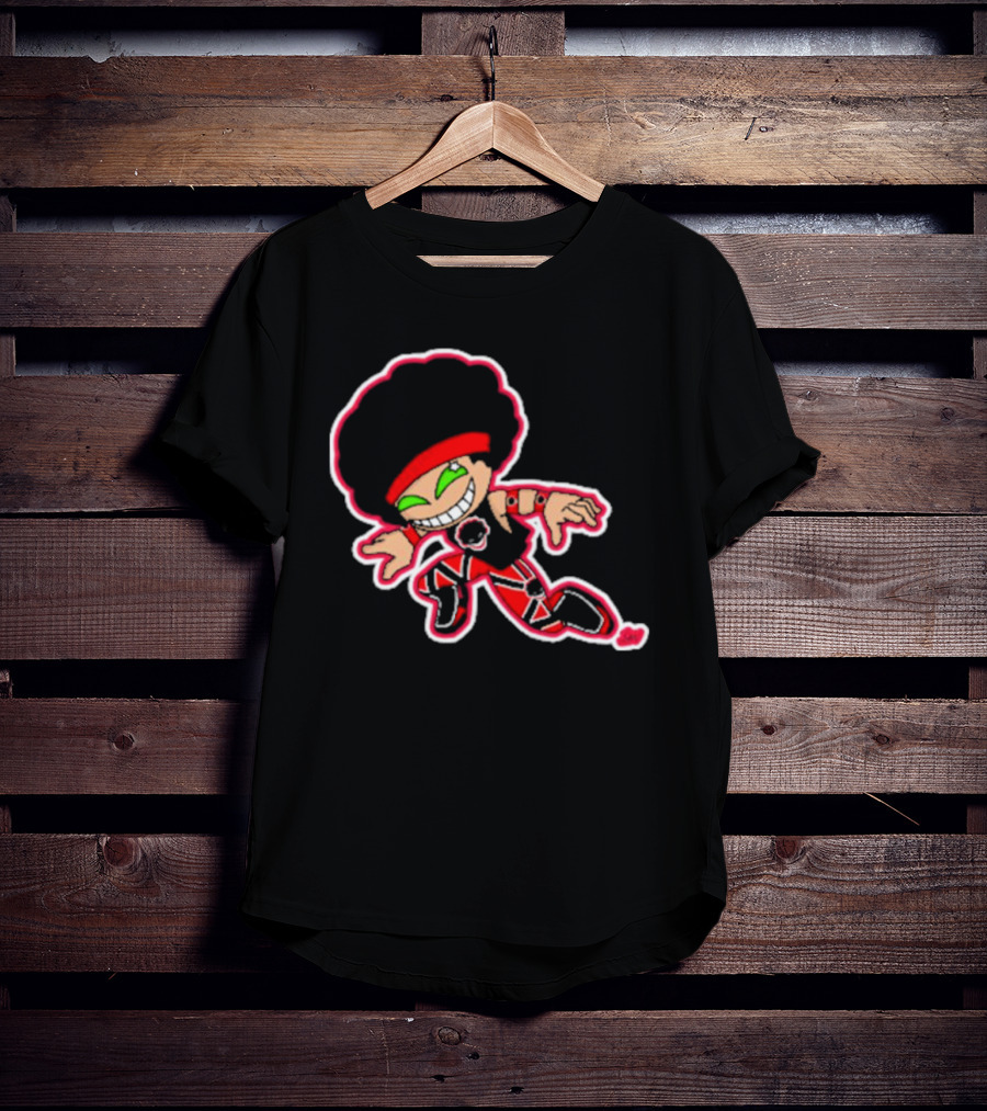 Dom Cirrus Alt Logo Cartoon Character With Afro And Red T-Shirt