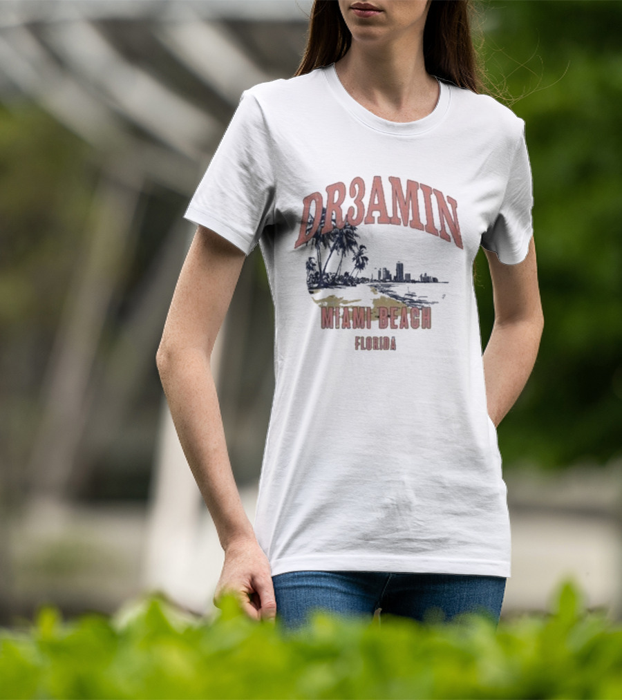 DR3AMIN Miami Beach Florida Skyline T-Shirt