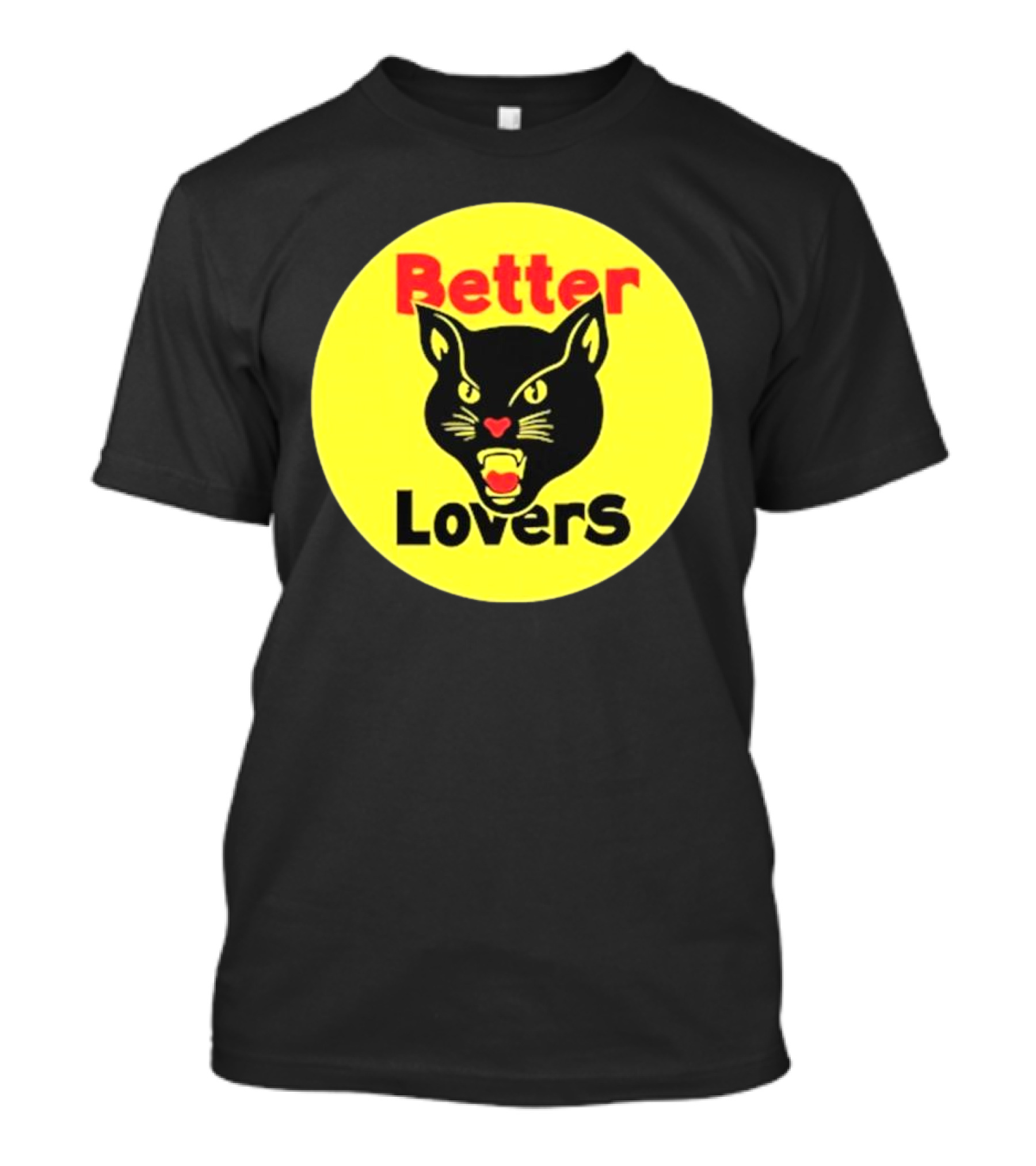 Better Lovers Band Better Lovers Black Cat Bootleg Better Lovers Black Cat Yellow Circle T-Shirt