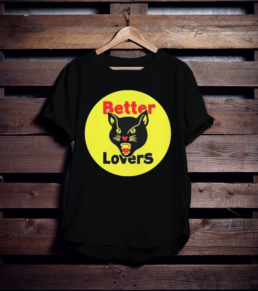 Better Lovers Band Better Lovers Black Cat Bootleg Better Lovers Black Cat Yellow Circle T-Shirt