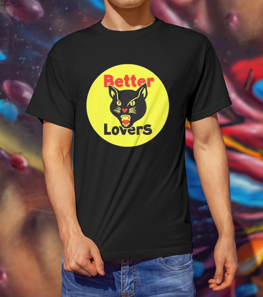 Better Lovers Band Better Lovers Black Cat Bootleg Better Lovers Black Cat Yellow Circle T-Shirt
