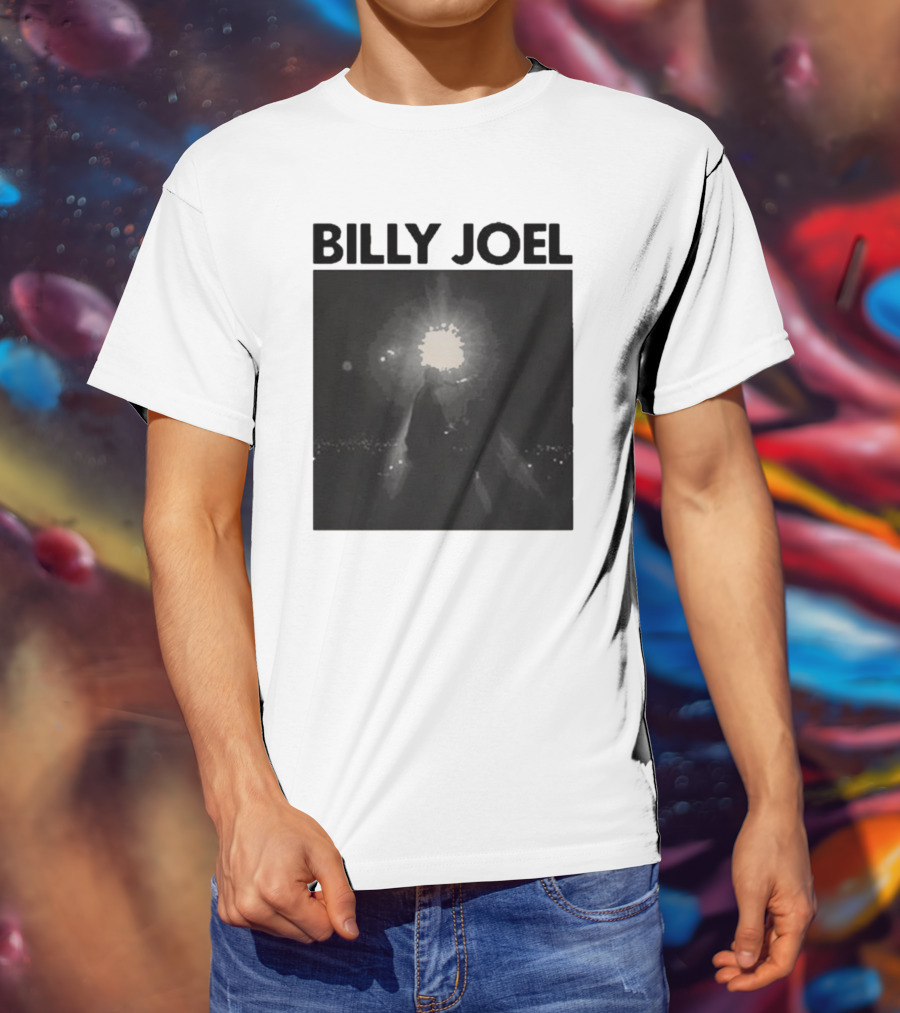 Billy Joel Concert Photo With Bright Light Backdrop T-Shirt