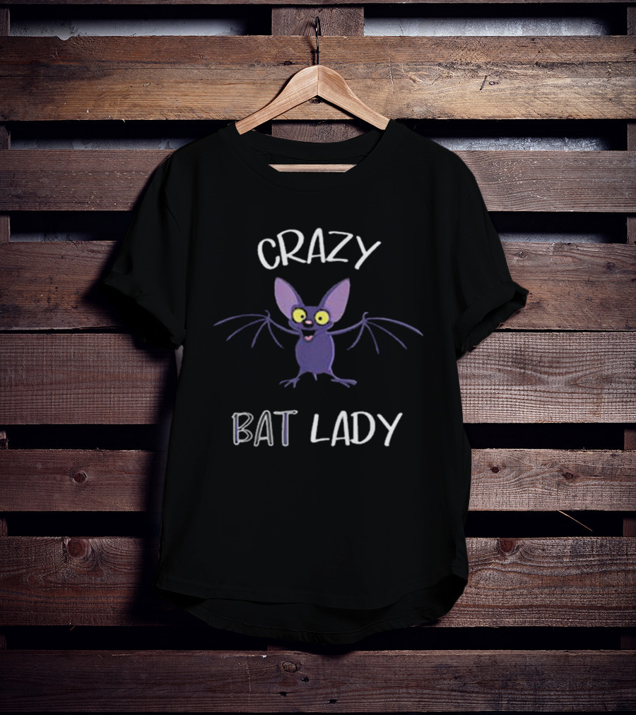 Crazy Bat Lady Funny Cartoon Character T-Shirt