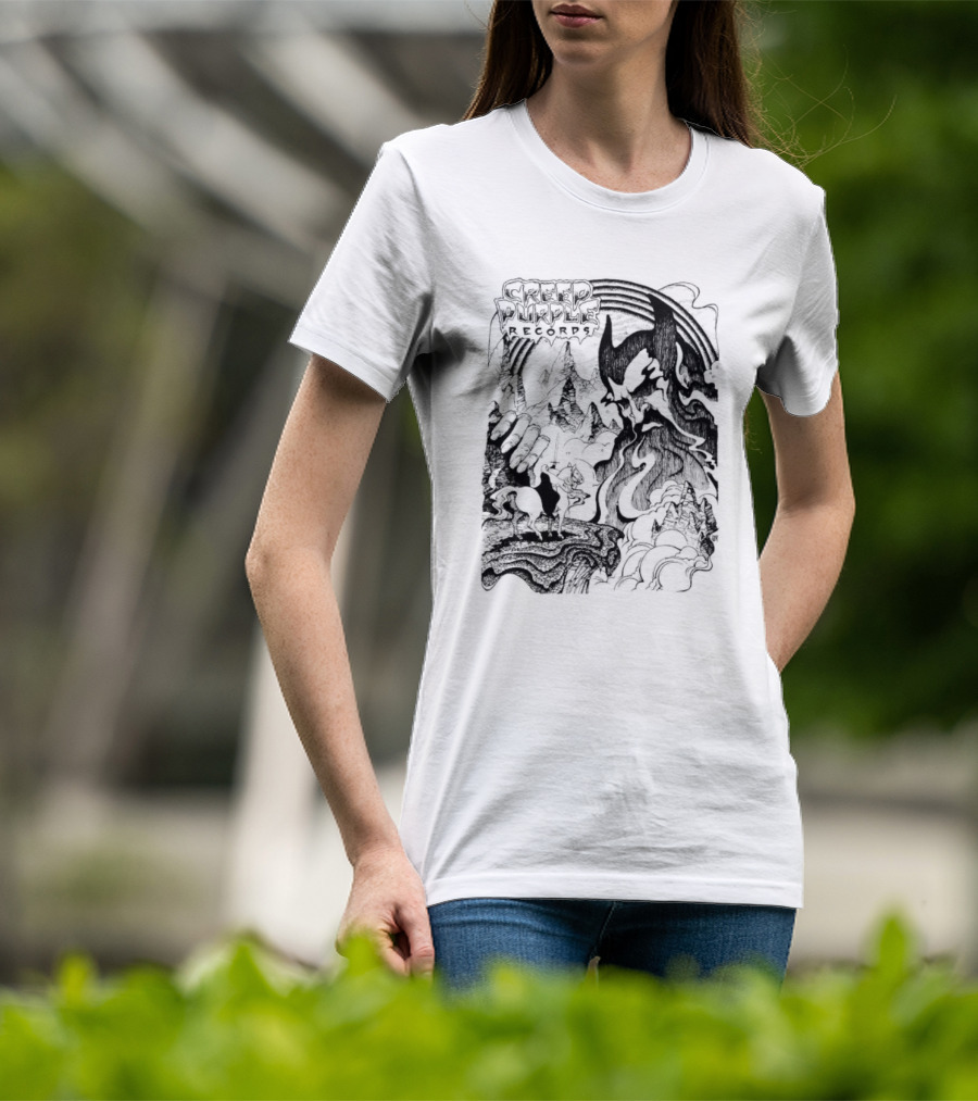 Creep Purple Records Devil Mountain Landscape With Horse And Rainbow T-Shirt