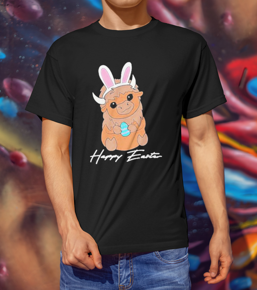 Happy Easter Buffalo Bunny With Ears And Egg T-Shirt