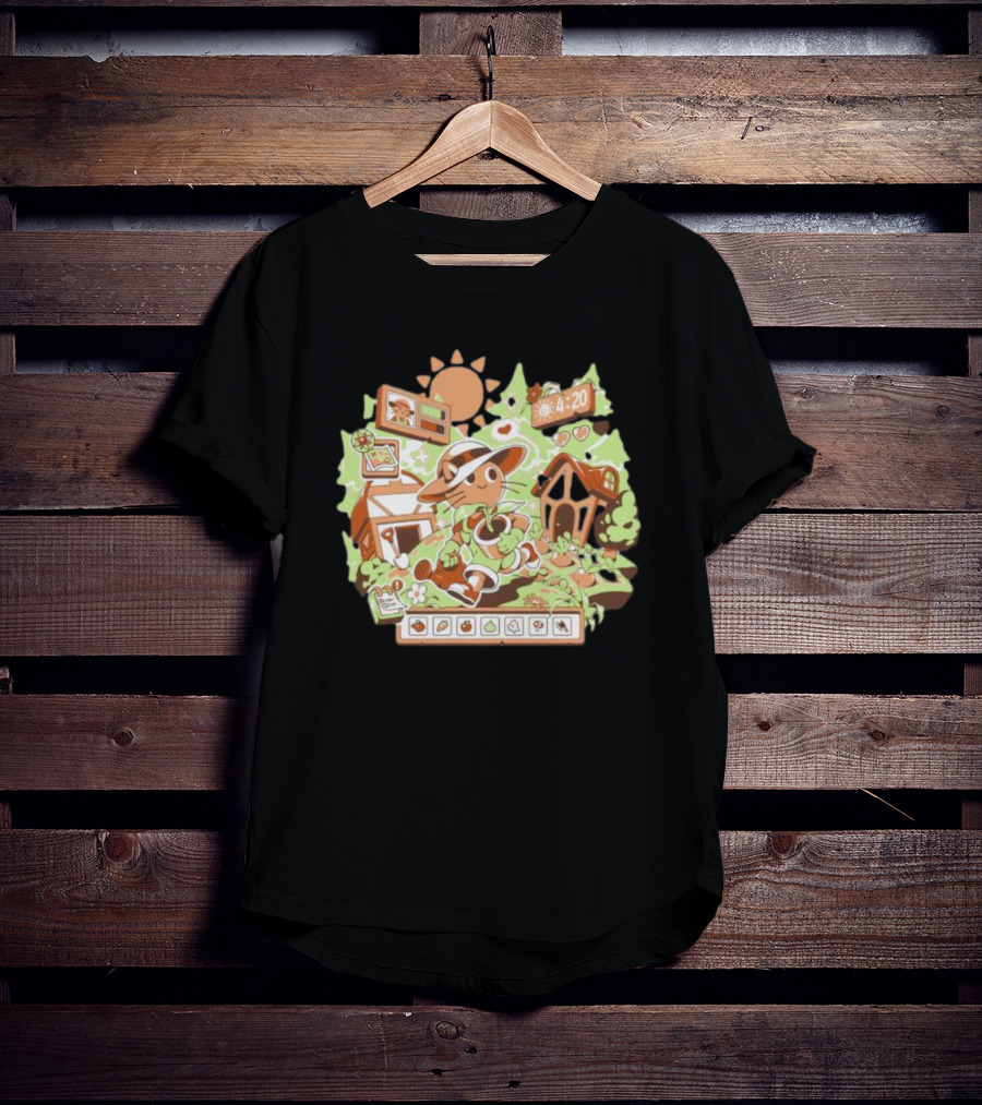 4:20 Harvest Meow In Farm Game Scene T-Shirt