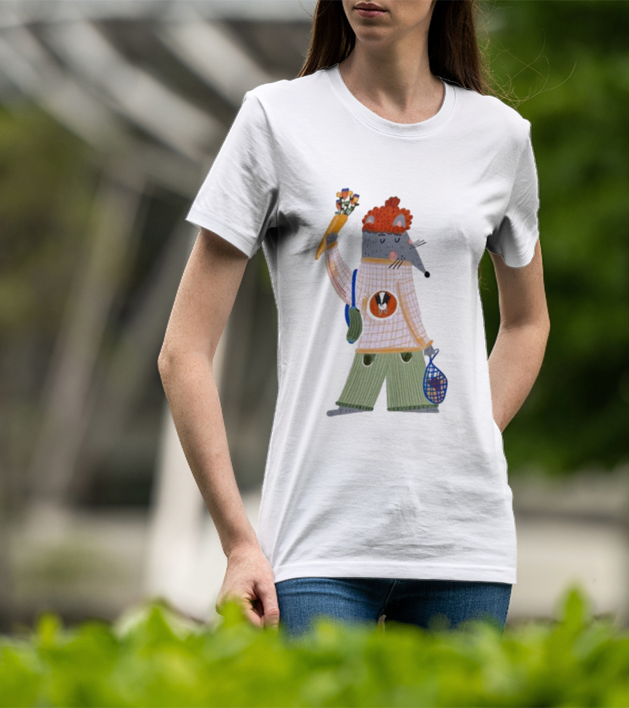 Hildalia Weekend Mouse With Flowers In Hand T-Shirt