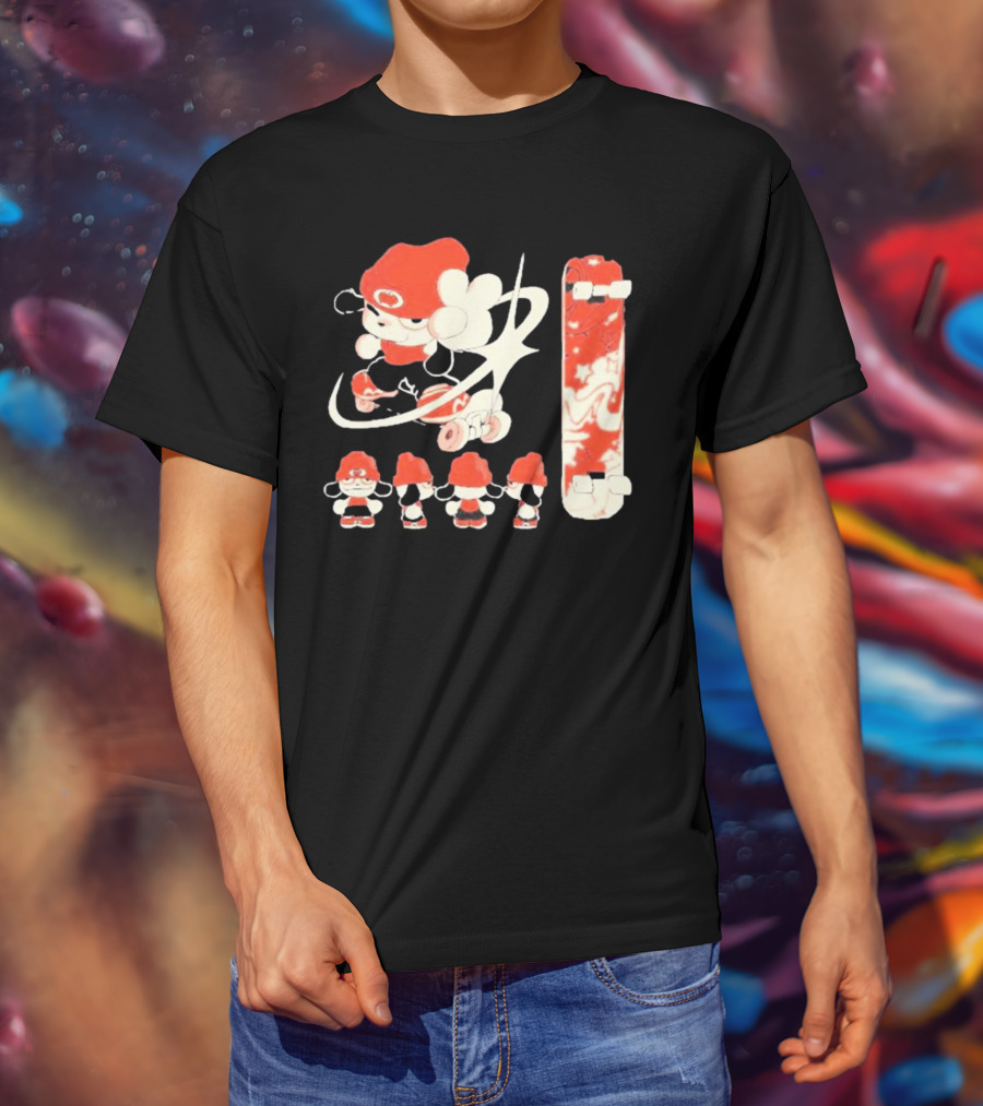 Hip Hop Dog Bryson McBee Roller Skating Skateboard Red Hat T-Shirt