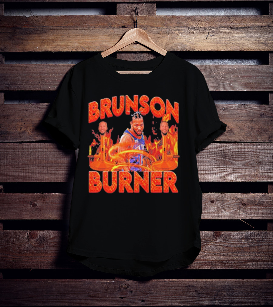 Brunson Burner Basketball Flames Iconic Player NBA T-Shirt