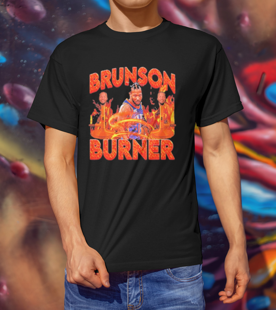 Brunson Burner Basketball Flames Iconic Player NBA T-Shirt