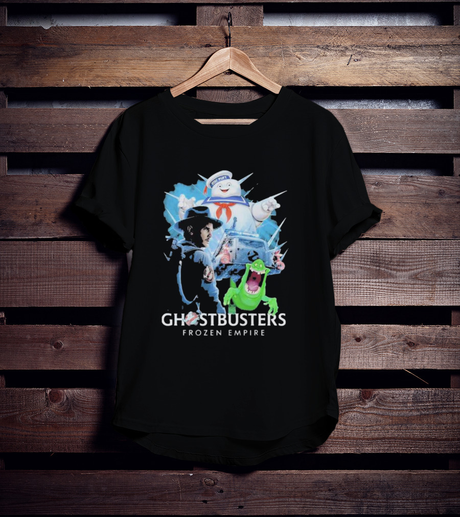 Ghostbusters Frozen Empire Stay Puft Slimer Ecto-1 T-Shirt