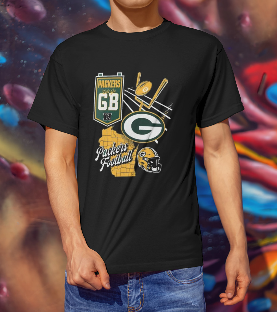 Packers Let's Go GB Football Green Bay Packers Split Zone T-Shirt